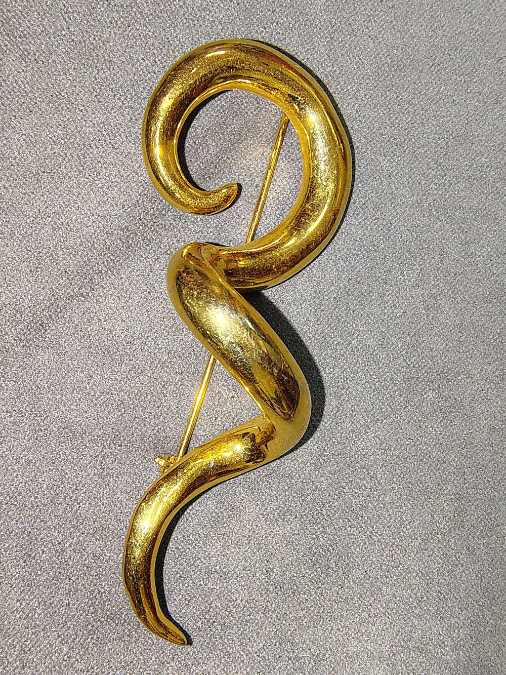 Vntg Gold-tone Sculptural Snake Brooch